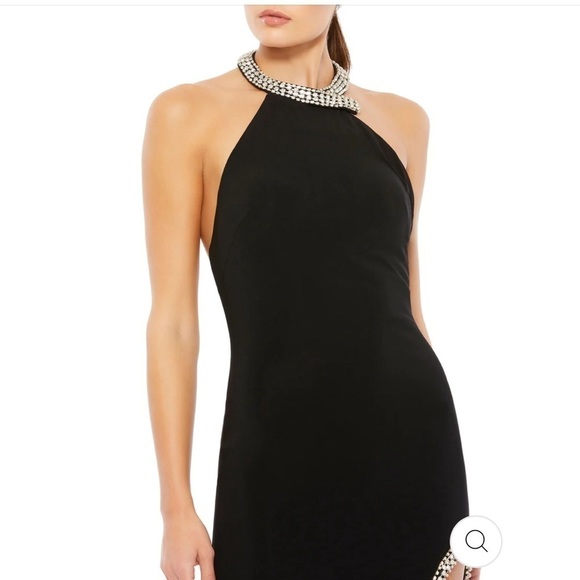 Mac Duggal HIGH SLIT HALTER GOWN W/ RHINESTONE ACCENTS $358 size 0 NEW - Picture 3 of 10